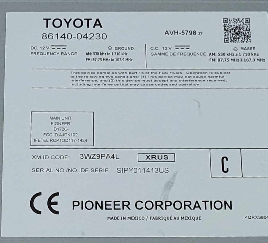 2020-2023 Toyota Tacoma OEM Radio Receiver Display Head Unit Pioneer 86140-04230