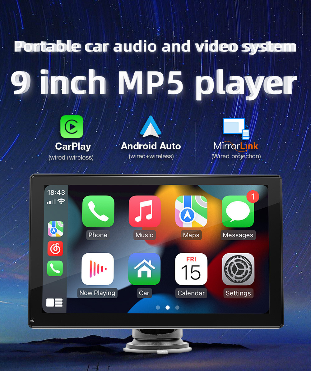 Car Radio MP5 Player For Apple CarPlay Bluetooth Mirror Link Built-in Speaker