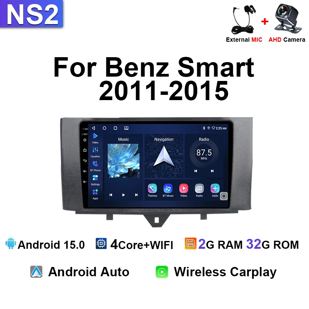 Car Radio For Mercedes Benz Smart Fortwo 2011-2015 Video Stereo Carplay Navi GPS