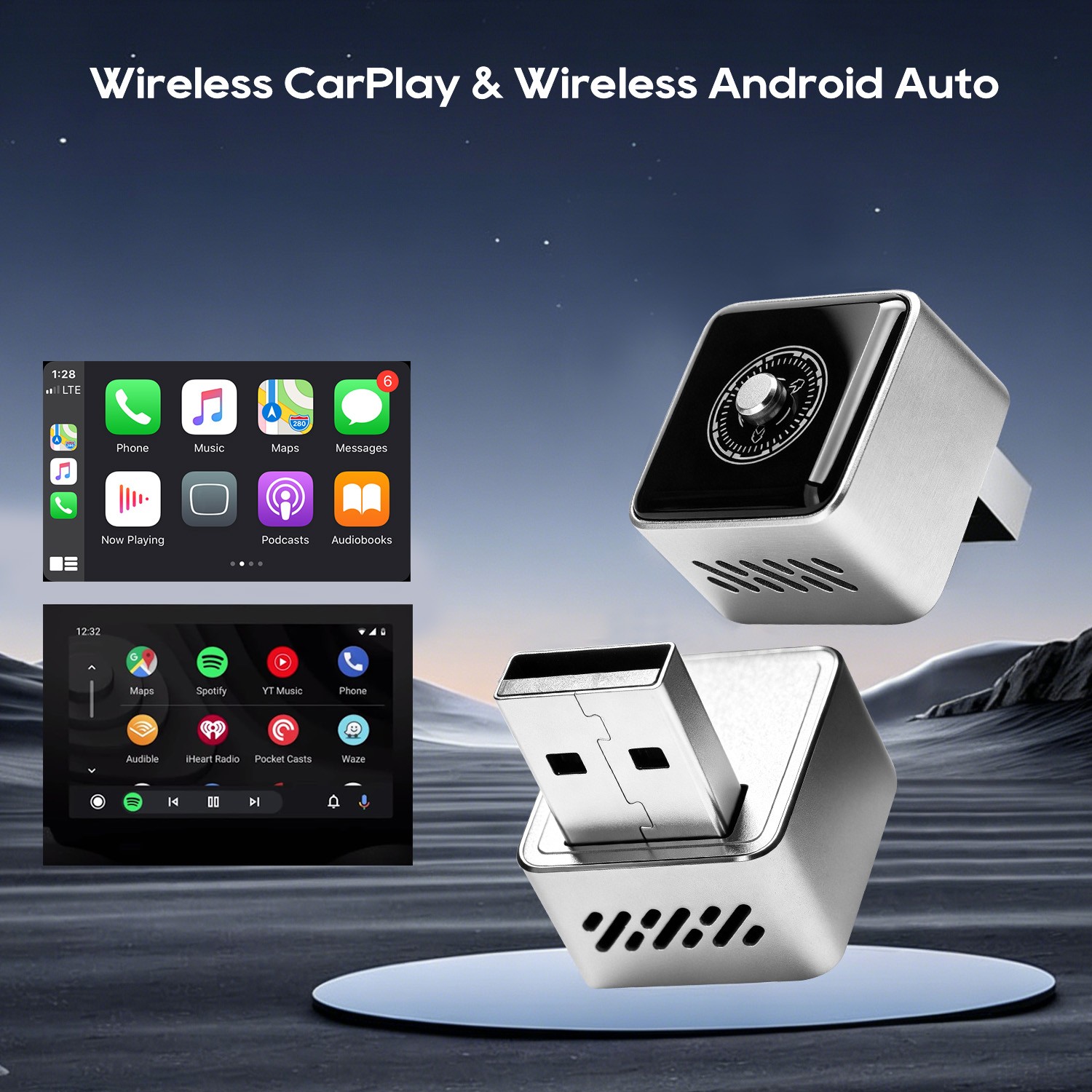 USB Wireless CarPlay & Android Auto Adapter – Fast & Stable,Dual-Band WiFi,BT5.2
