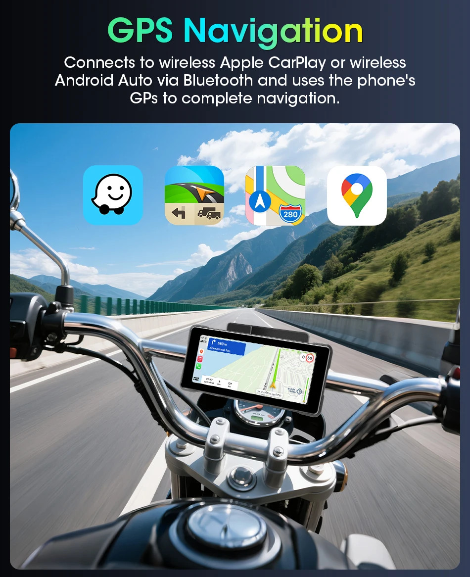 Janstie New Motorcycle CarPlayGPS Portable Digital Moto Dashboard Display Screen