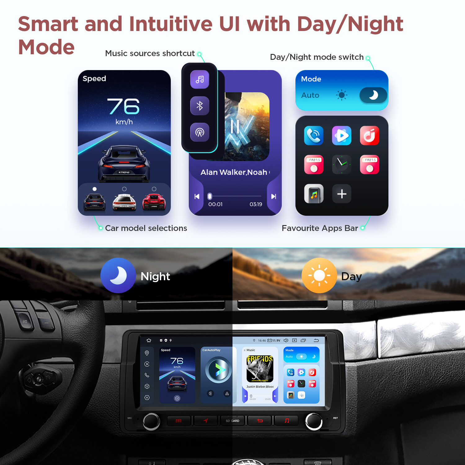 8.8″ QLED Android 14 8-Core 8+256GB Car Stereo Radio GPS For BMW E46 DTS Sound