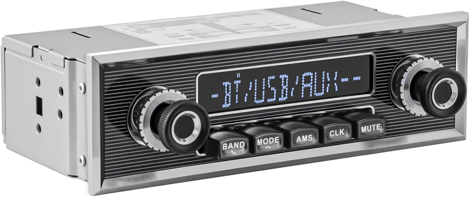 Single Din Car Radio MP3 Player Bluetooth FM AUX USB Retro In-Dash Stereo