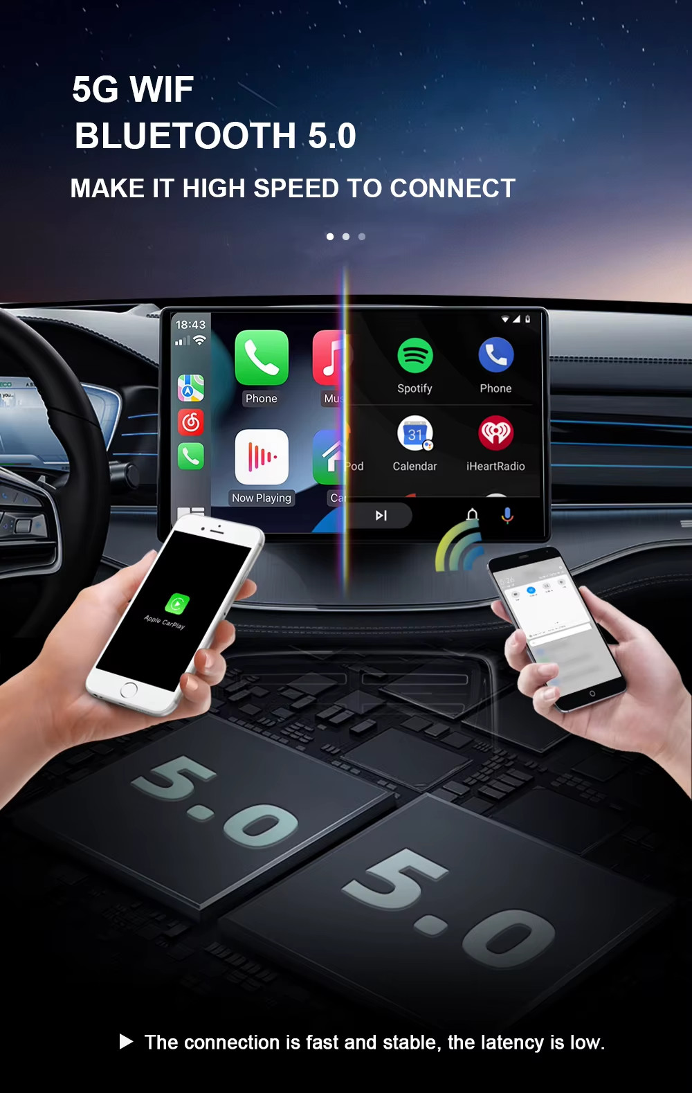 Android 14 AI Box Wireless CarPlay Android Auto 4GB RAM 64GB ROM Plug & Play