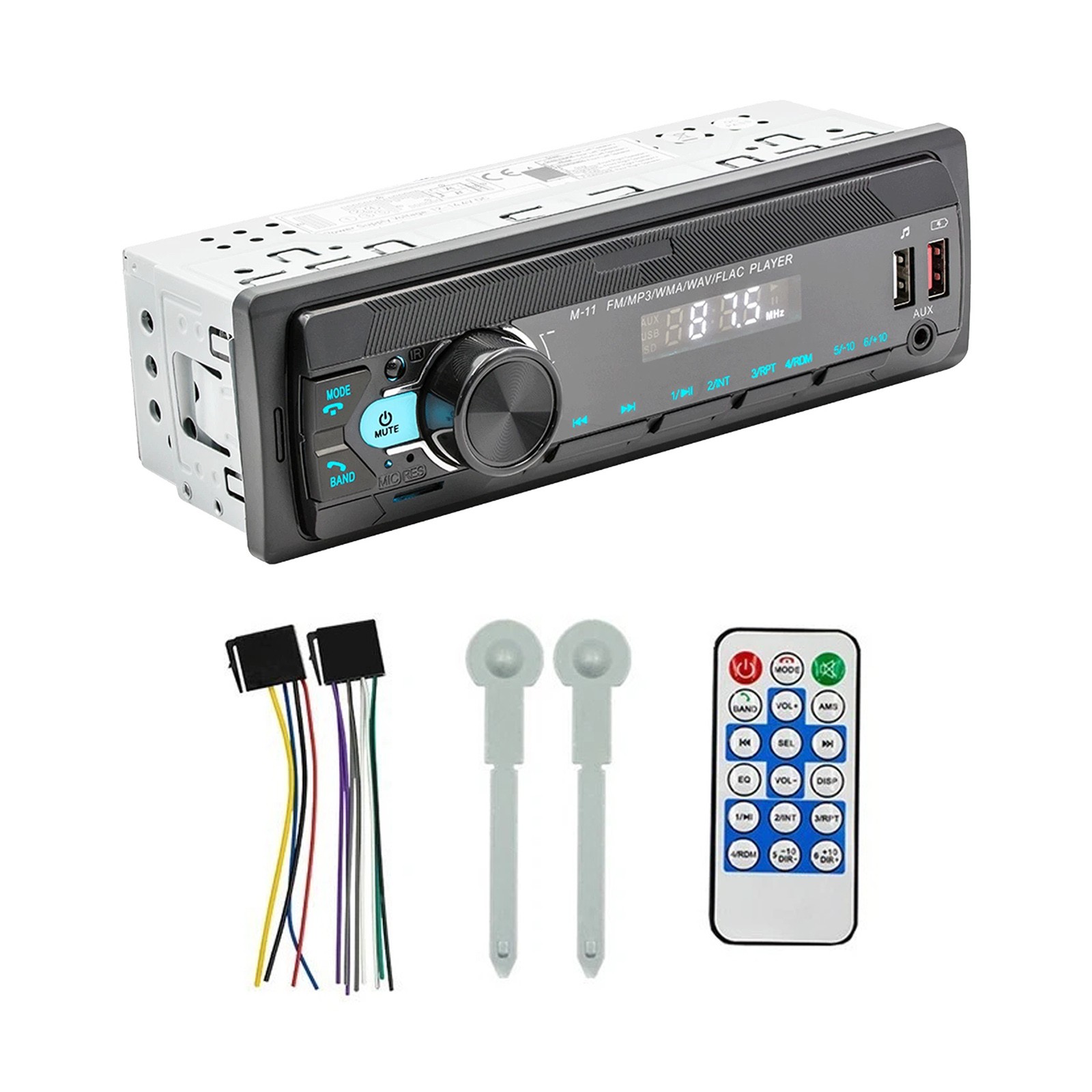 Single Din Car Audio Bluetooth FM Radio USB AUX MP3 Player Voice Assistant Unit