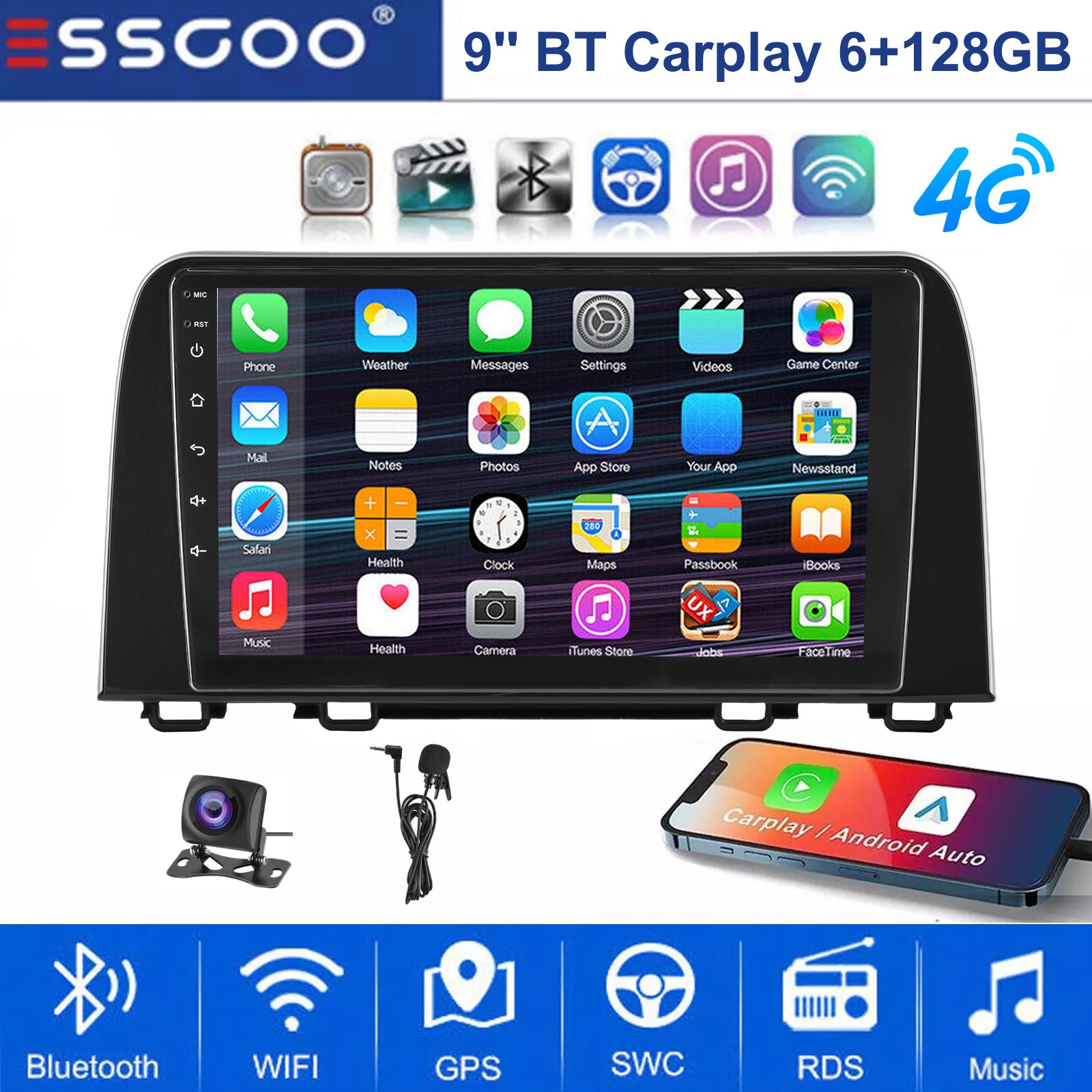 For Honda CRV 2017-2021 Android 15.0 Car Stereo Radio CarPlay GPS Wifi+MIC AHD