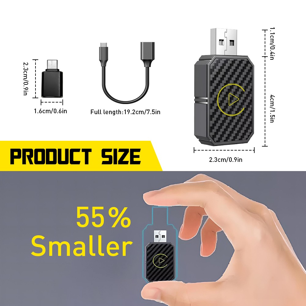 Auto Car Play Wireless Adapter CarPlay Dongle Fits iPhone IOS-/Android Plug&Play