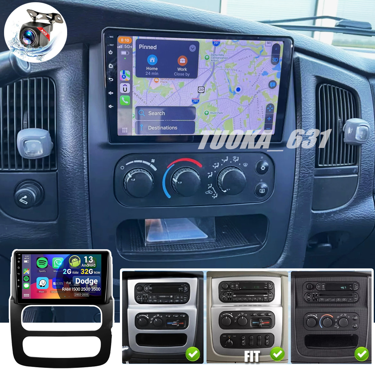 For 2002-2005 Dodge Ram CarPlay Android 13 Car Radio Stereo DSP GPS