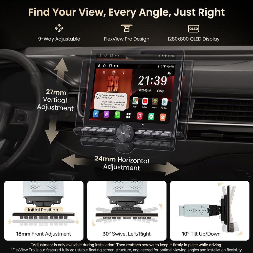 ATOTO 10.1″ QLED Floating Single/Double Din Android Car Stereo GPS AI Radio WiFi