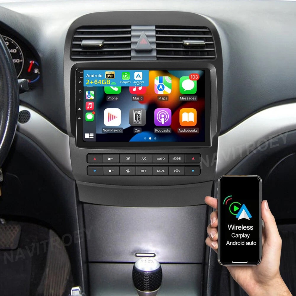 For Acura TSX 2004-2008 Carplay Car Stereo Radio GPS Navi WIFI Android 15 2+64GB