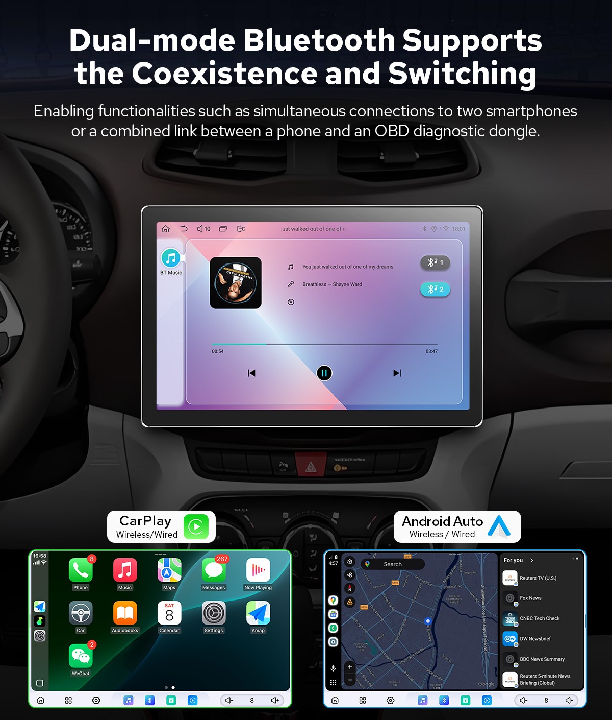12G RAM 256G ROM HD 11.5 inch Universal Bluetooth Car Stereo Support 360 Cameras