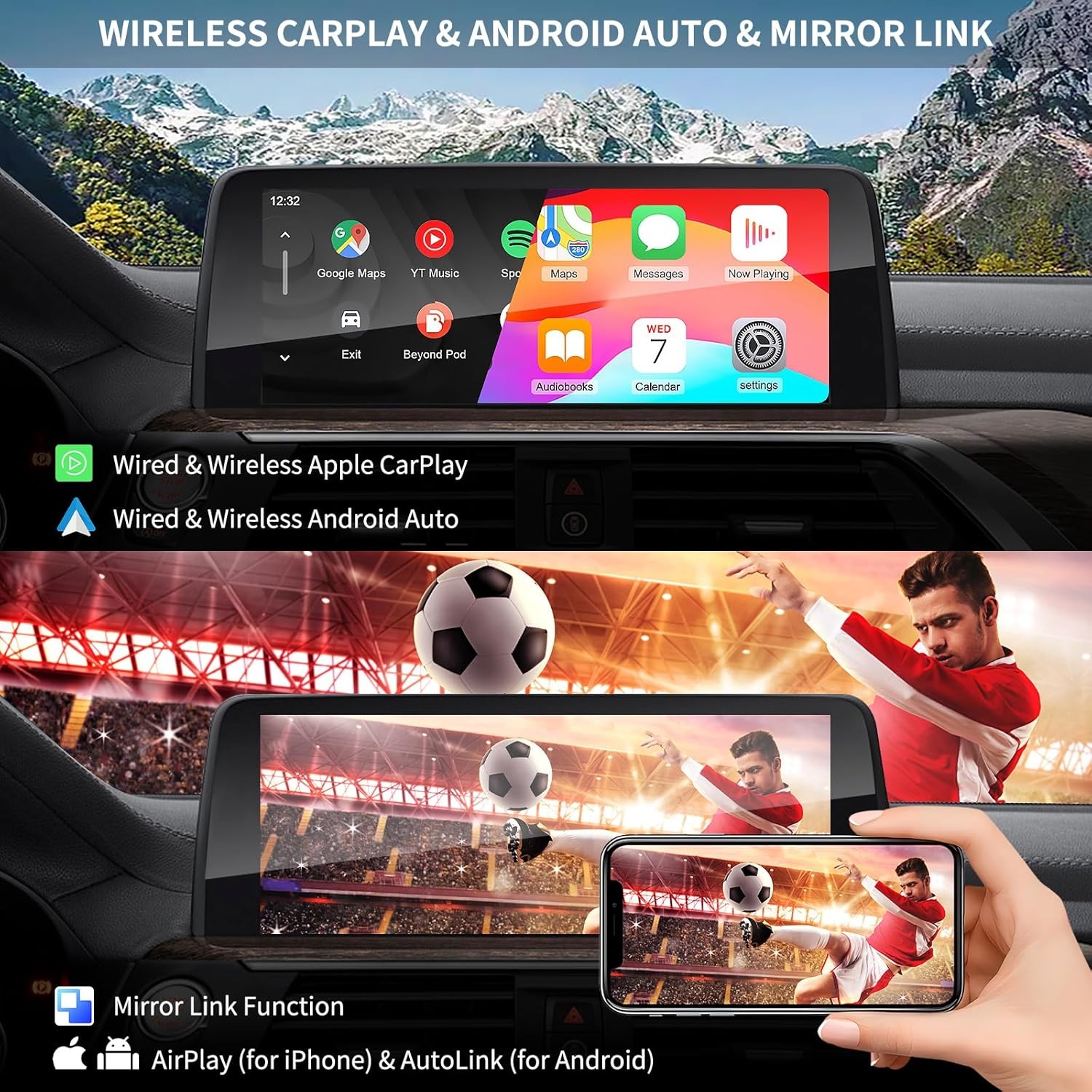 Wireless CarPlay & Android Auto Decoder Box AI Box Multimedia Player For BMW EVO