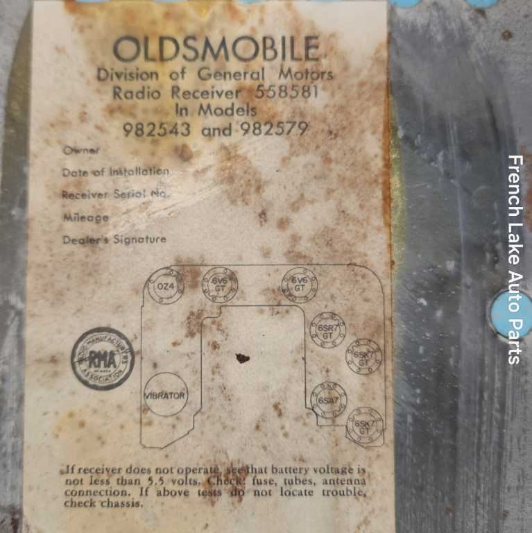 PARTS Radio 982543 Fits 1950 OLDSMOBILE Series 76 or 88 1245903