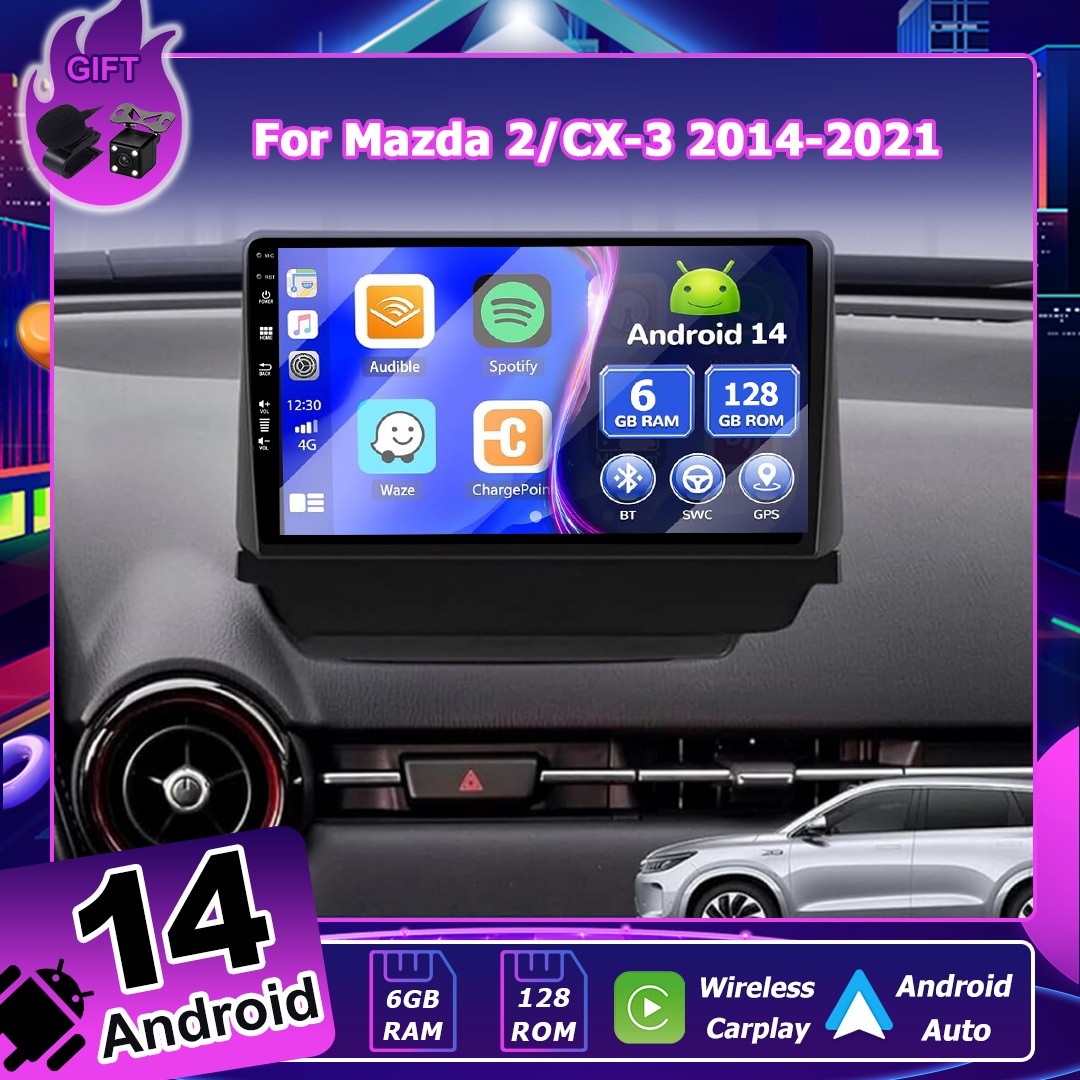 For Mazda 2/CX-3 2014-21 Android 14 Car Stereo Car Play Head Unit GPS WIFI 128GB