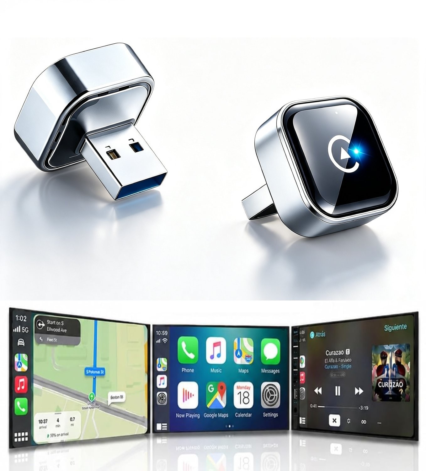 Wireless CarPlay Adapter for Apple iPhone Android Auto for Chevy Corvette 16-25