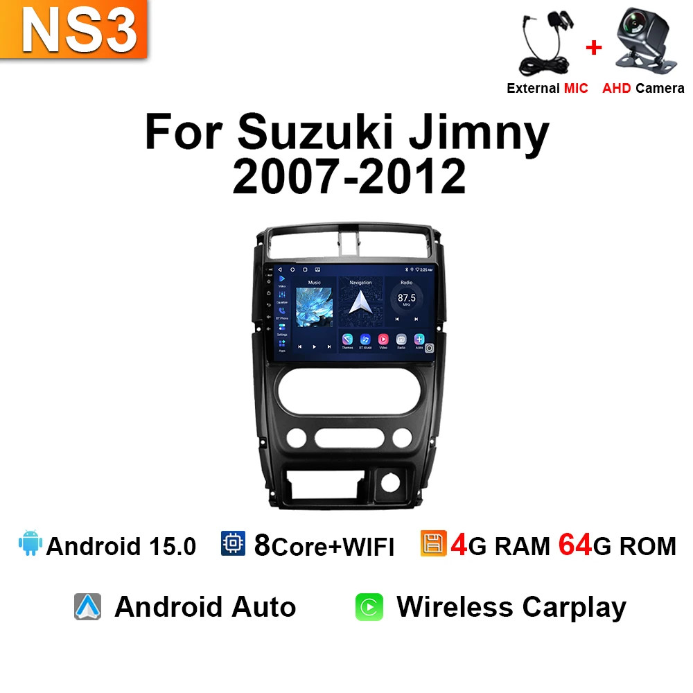 For Suzuki Jimny 2007-2012 CarPlay Auto Multimedia GPS Navi Android 15 Car Radio