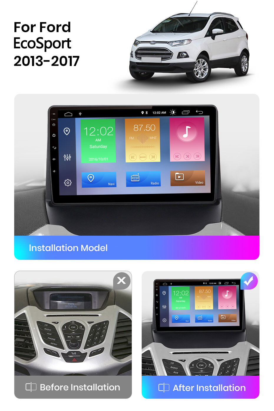 “ESTOCK1 ANDROID 11 TABLET FOR FORD PARTY 2GB MEMORY – 32GB ROM CAR RADIO 9”