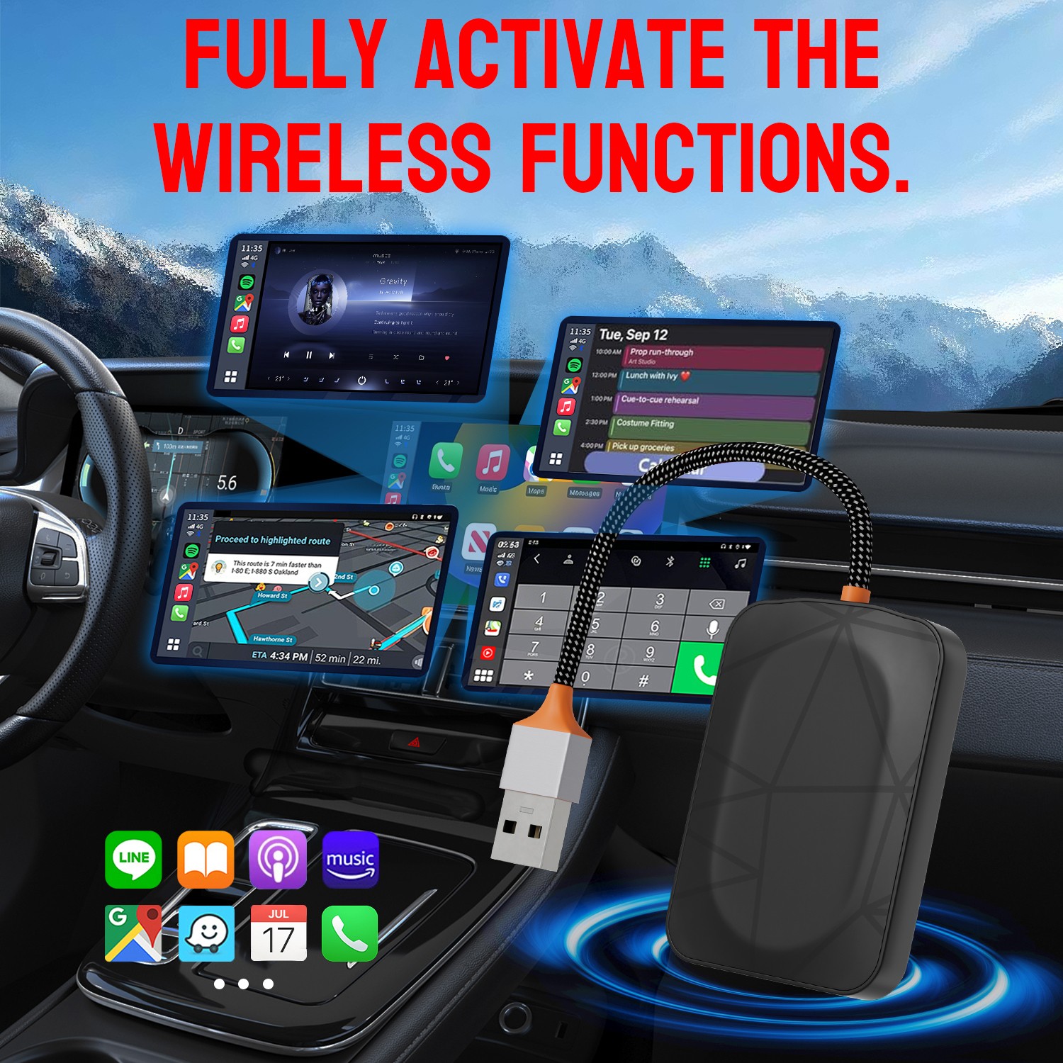 For Acura ADX 2025 Wireless CarPlay Adapter Dongle USB For Apple iOS
