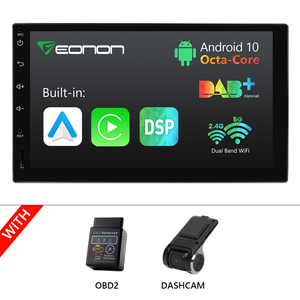 OBD+DVR+Double 2DIN 7″ Car Stereo Radio Android 8Core CarPlay WiFi Head Unit DSP
