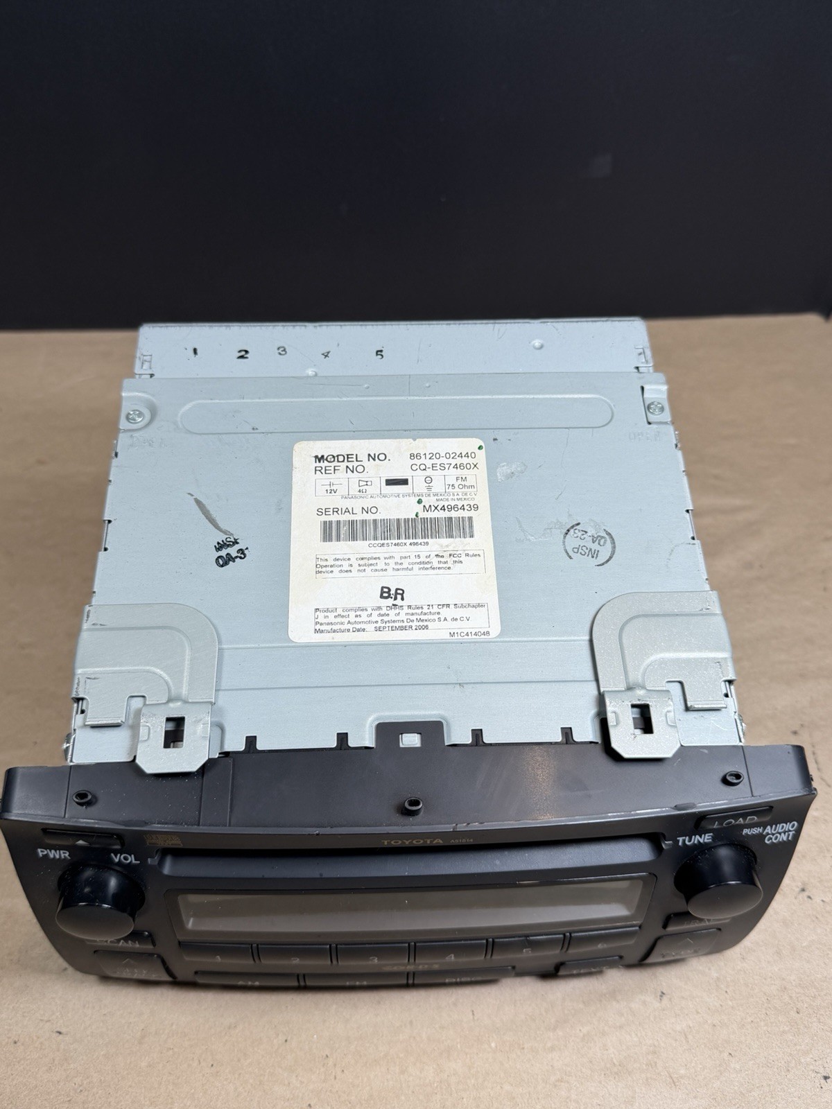 04-07 TOYOTA Corolla JBL RDS Radio Stereo 6 Disc Changer CD Player 86120-02440