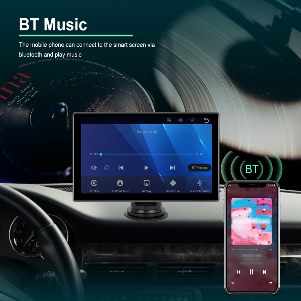 9inch Touch Screen Car Radio Apple CarPlay Android Car Compatible BT5.0 Wireless