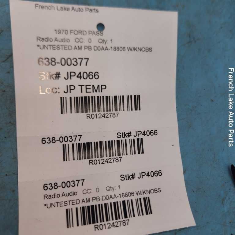 UNTESTED A/M Radio D0AA-18806 Fits 1970 GALAXIE 1242787
