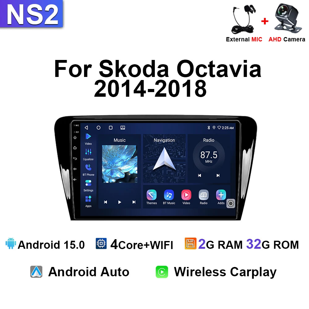 Car Radio For Skoda Octavia 2014-2018 Android Multimedia Stereo Carplay Navi GPS