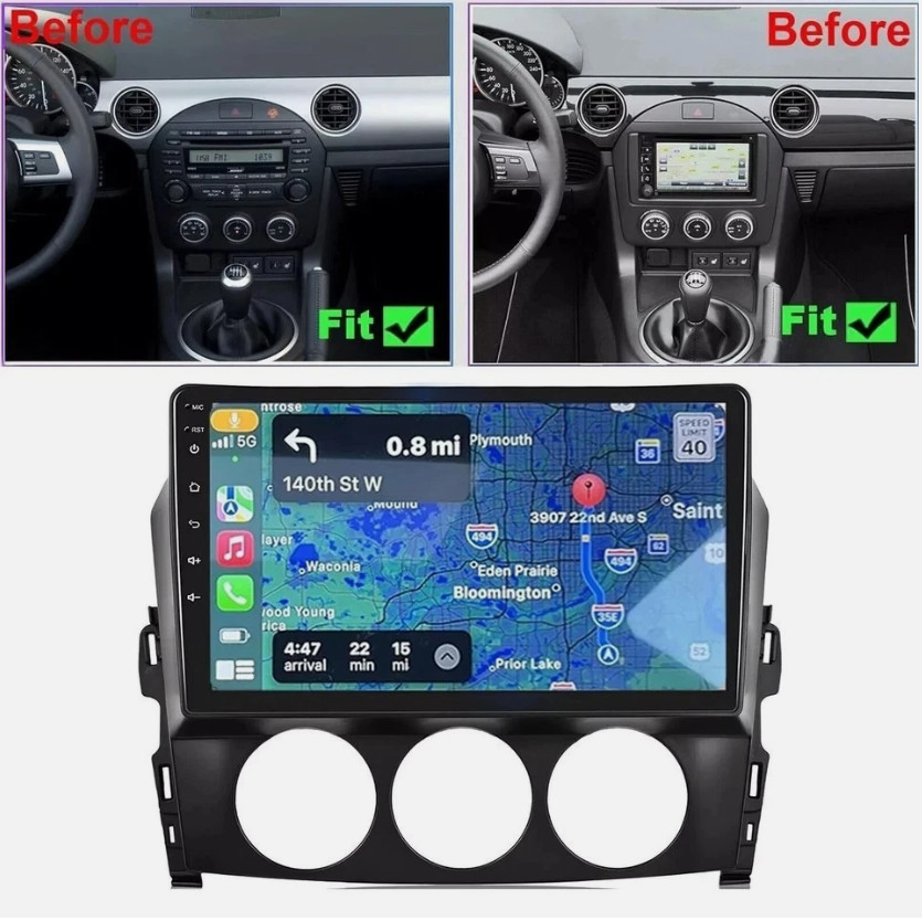 For Mazda MX-5 Miata 2005-2015 CarPlay GPS Navi Android 15 Car Stereo Radio Cam