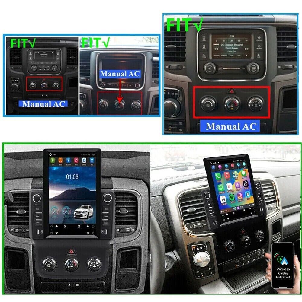 For 2016-2024 Ram Tradesman Warlock Apple CarPlay Radio Android 13 GPS FM Stereo