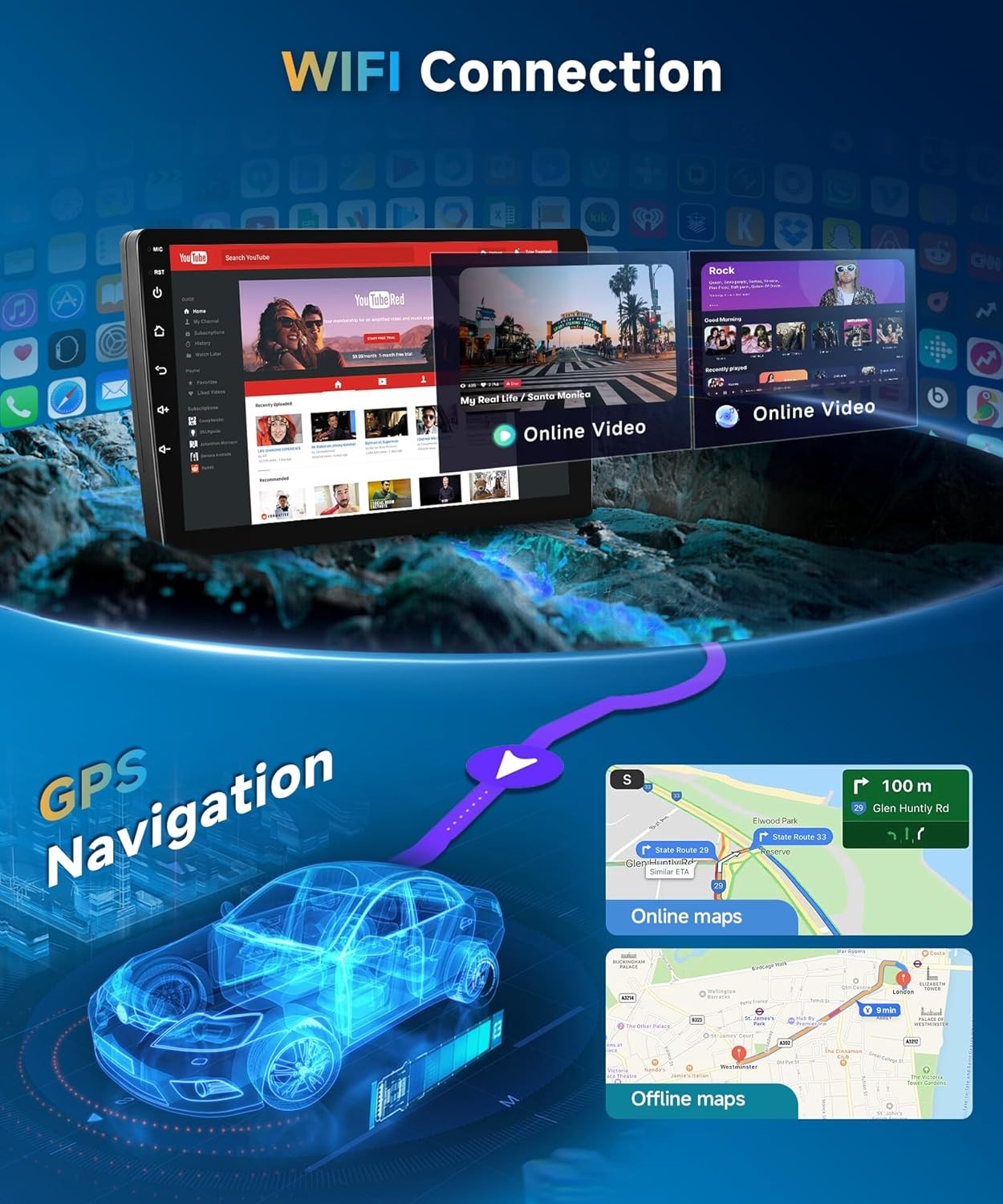 Double Din Car Stereo For Ford F150 2009-2014 F-150 Carplay Android 13 GPS Navi