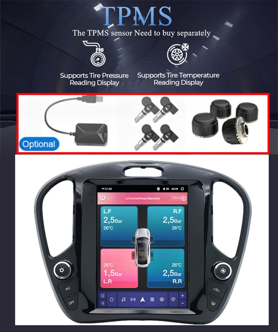 9.7” Vertical Screen Car MP5 Player BT FM RDS Fit For Infiniti ESQ 2014-2022