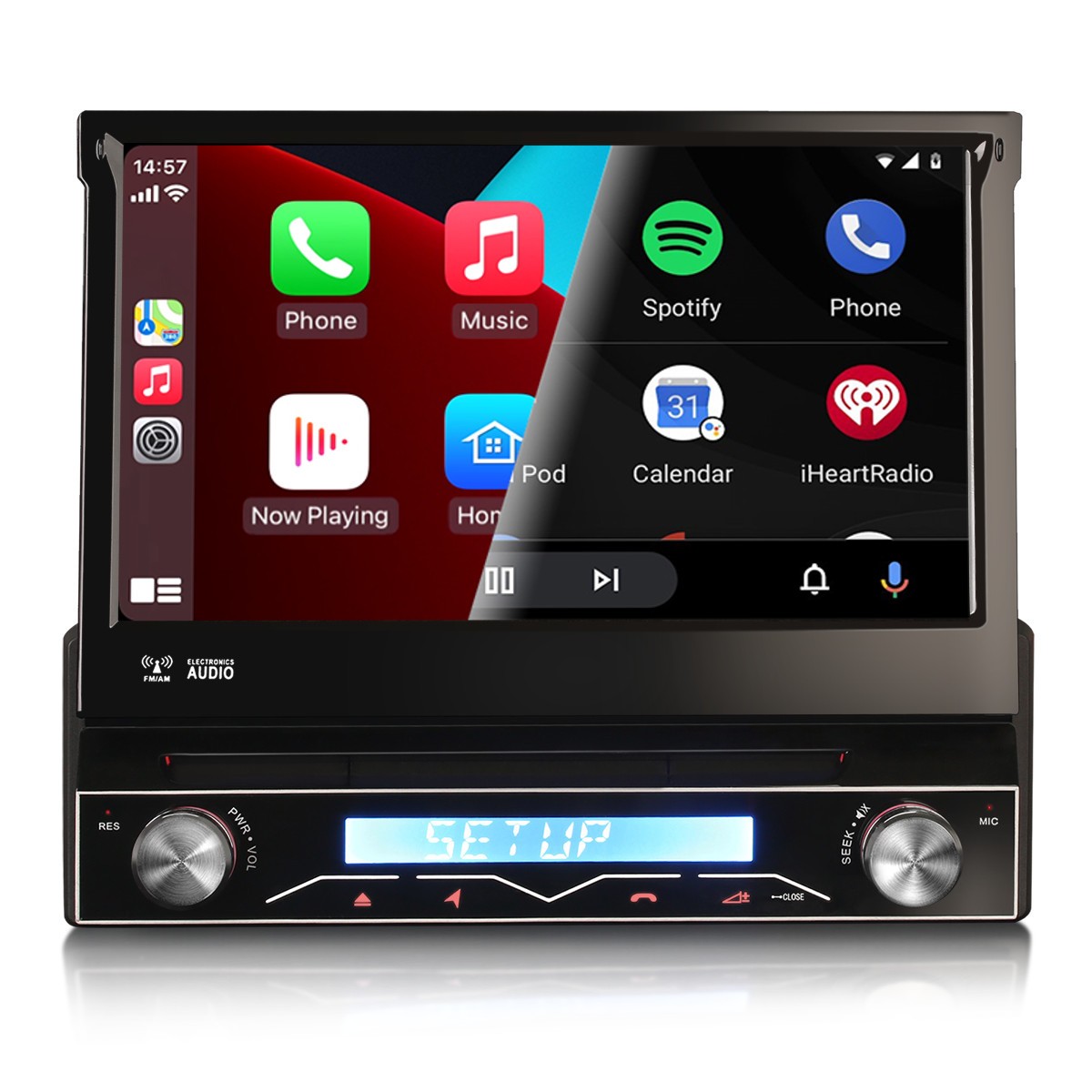 CarPlay Radio Android Auto SatNav DVD GPS Single DIN Flip-Out Stereo A85 PRO 88U