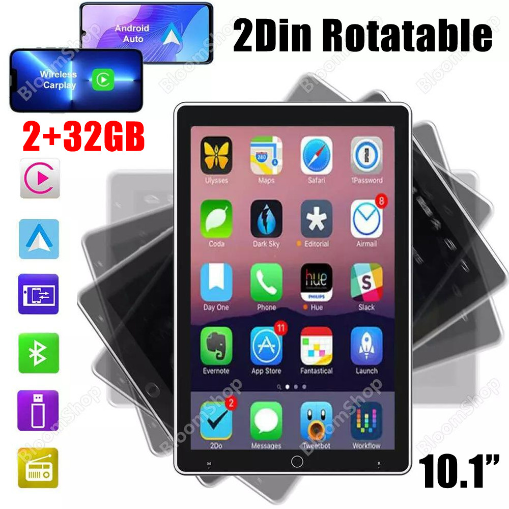 Double 2DIN Rotatable 10.1″ Android 13 Touch Screen Car Stereo Radio GPS Wifi BT