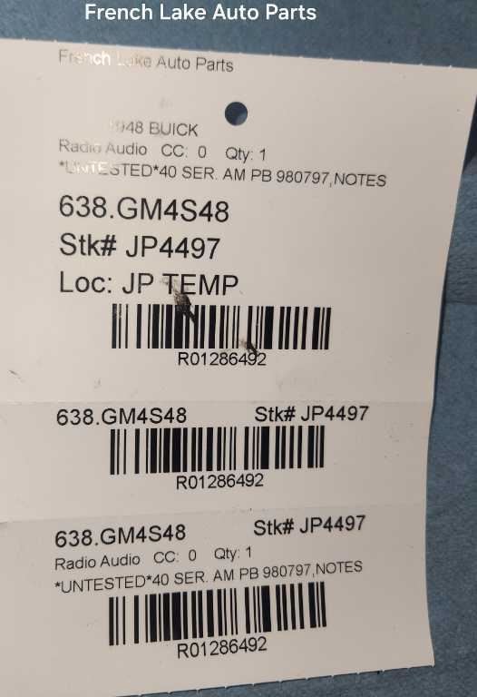 UNTESTED A/M Radio 980797 Fits 1948 BUICK SPECIAL 1286492