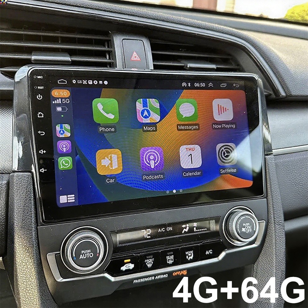 For 2016-2021 Honda Civic Car Radio Stereo Carplay 4+64G 9in Wireless +CAM