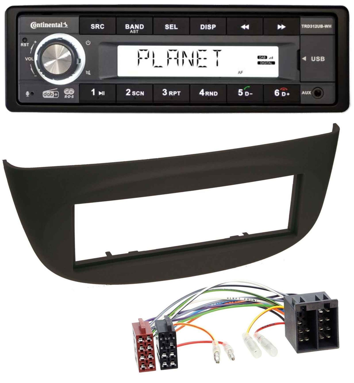 Continental USB 1DIN AUX DAB MP3 Car Stereo for Renault Twingo (07-12) Black