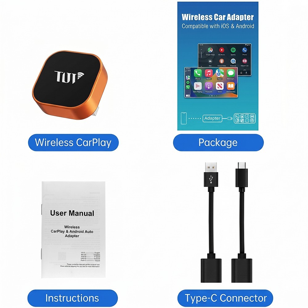 TrolinkTek 2026 2-IN-1 Wireless Carplay & Android Auto USB Adapter Plug & Play