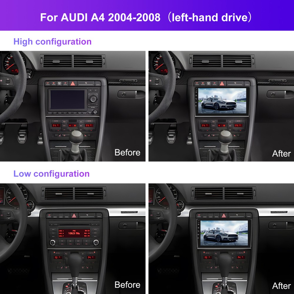 6G+128GB For 2002-2008 Audi A4 Android 15 CarPlay Car Stereo Radio GPS Navi Wifi