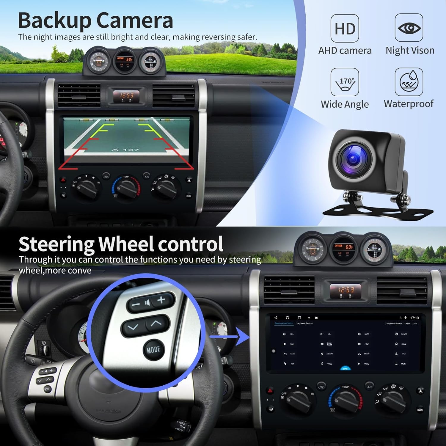 Android 15 GPS Stereo For Toyota FJ Cruiser 2007-2014 Carplay Car Radio 12.3inch
