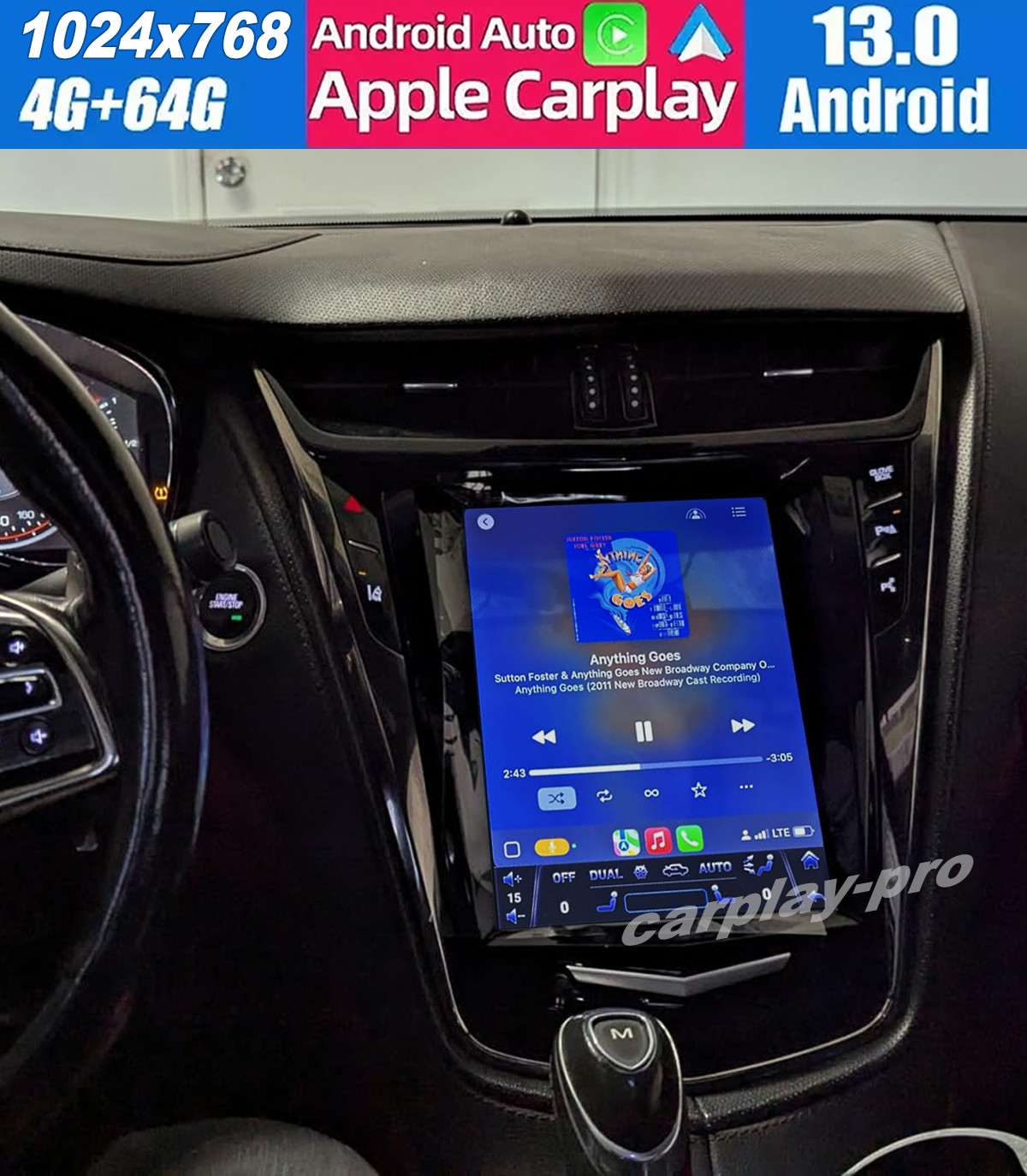 Apple Carplay for Cadillac ATS SRX XTS ATSL CTS Android 15 Car Stereo Radio Navi