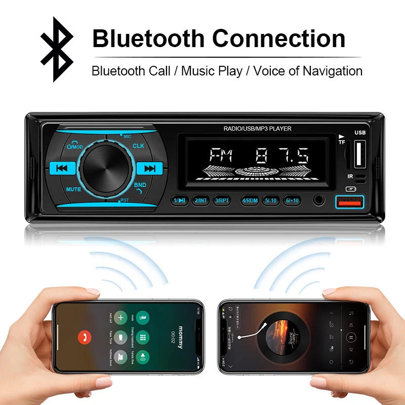 SingleDIN Car Radio Stereo Bluetooth MP3 Player FM AUX USB TF Card Digital Audio