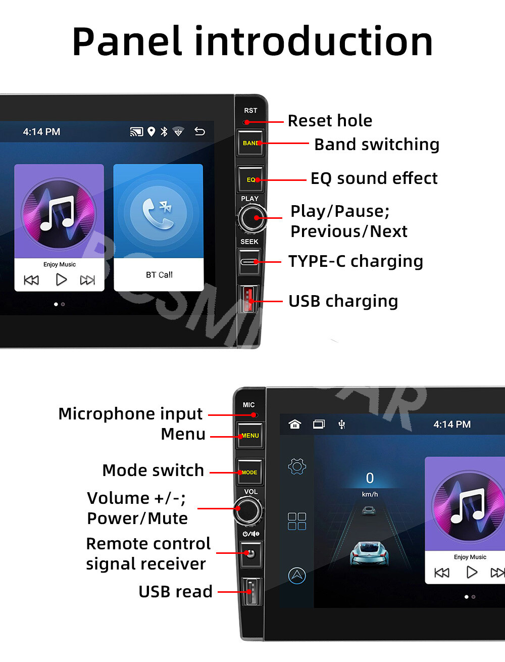 Car Stereo Radio MP5 Player 9in GPS Navigation Android 12 WIFI/FM/USB Head Unit