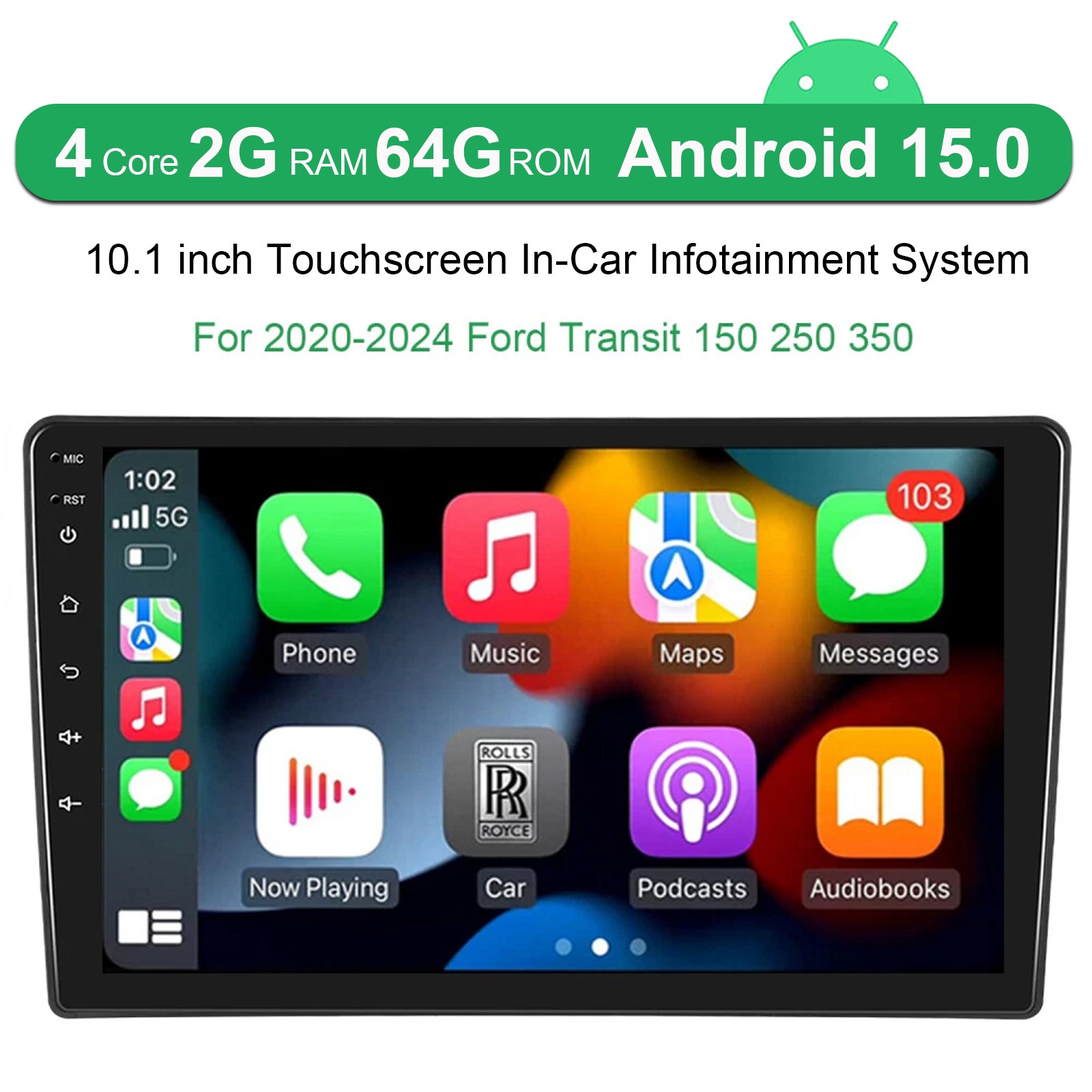 For 2020-2024 Ford Transit 10.1″ Apple Carplay Android 13 Radio Stereo GPS Navi