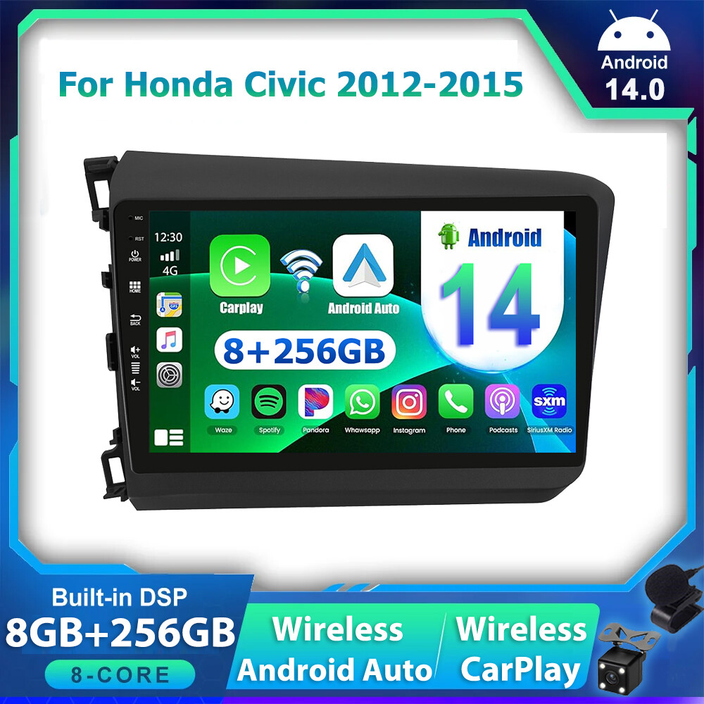 For 2012-2015 Honda Civic Android 14 Car Stereo Radio Apple Carplay GPS 8G+256GB