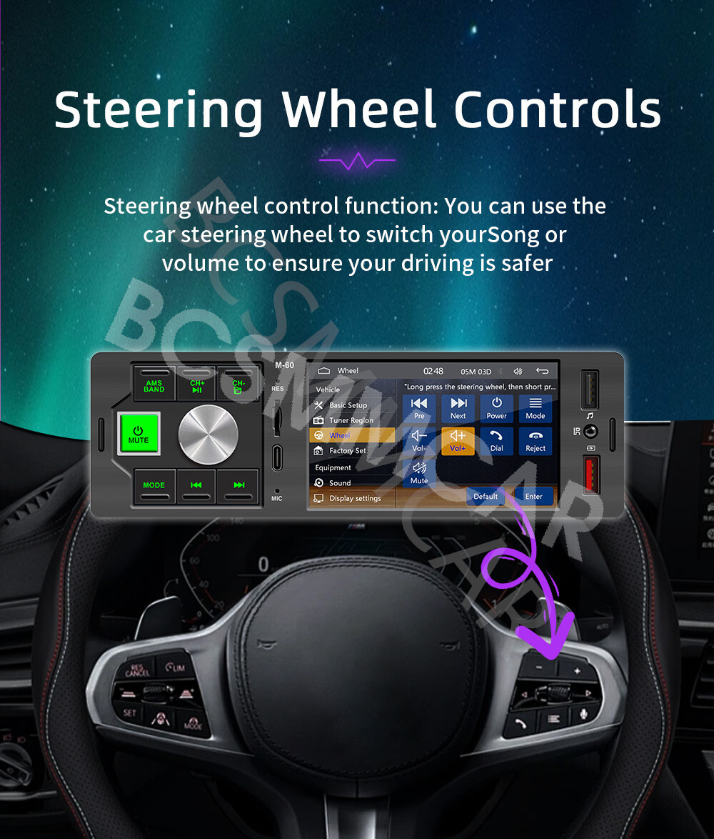 Single Din Car Stereo Touch Screen Radio Player Bluetooth FM AUX USB Mirror Link