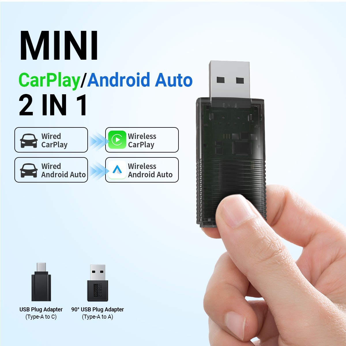 2 in1 Wireless Carplay Android Auto Adapter WiFi BT Auto Connect USB Dongle AU