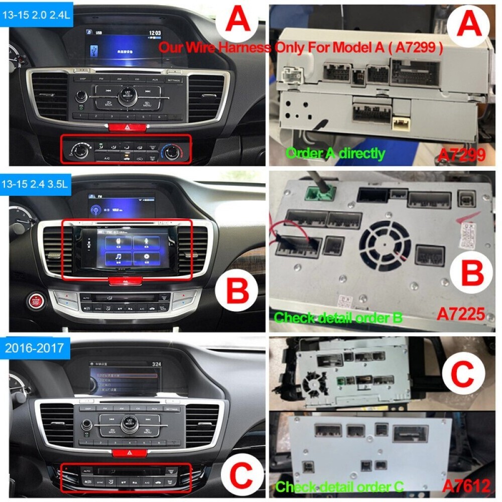 4+64G For Honda Accord 2013-2015 Car Stereo Radio Apple Carplay Android 15