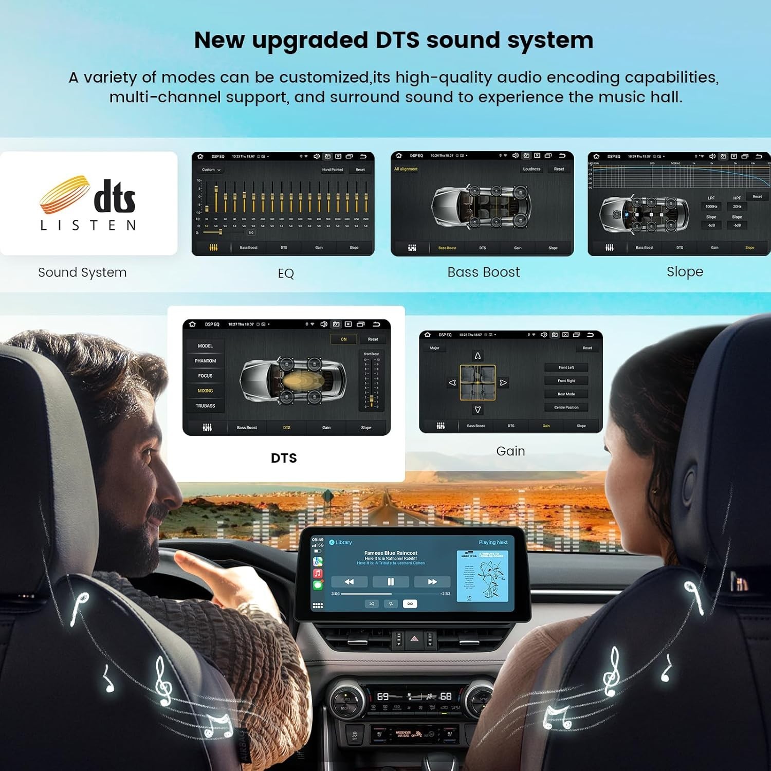 Roadanvi 12.3″ Car Stereo for Toyota RAV4 2019-2022 CarPlay Android Auto WiFi BT
