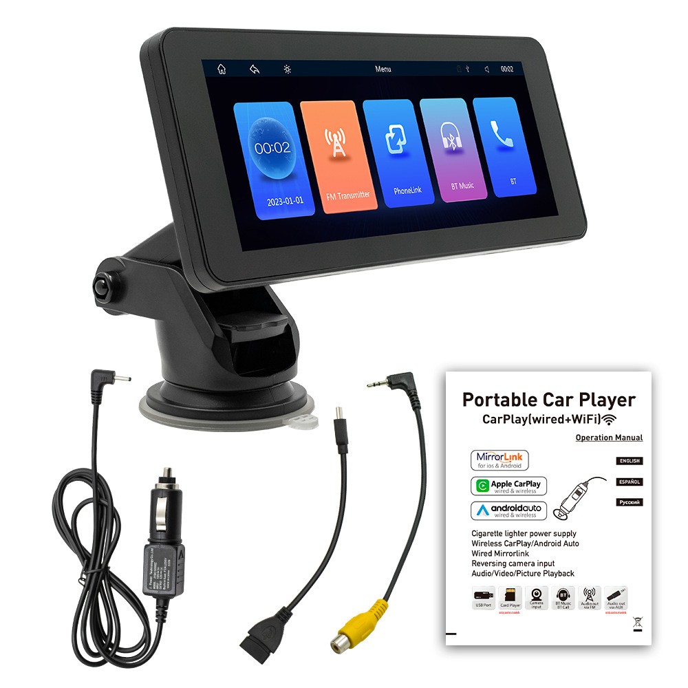 6.86 inch Portable Wireless Carplay MP5 BT Handsfree Player MirrorLink Autoradio