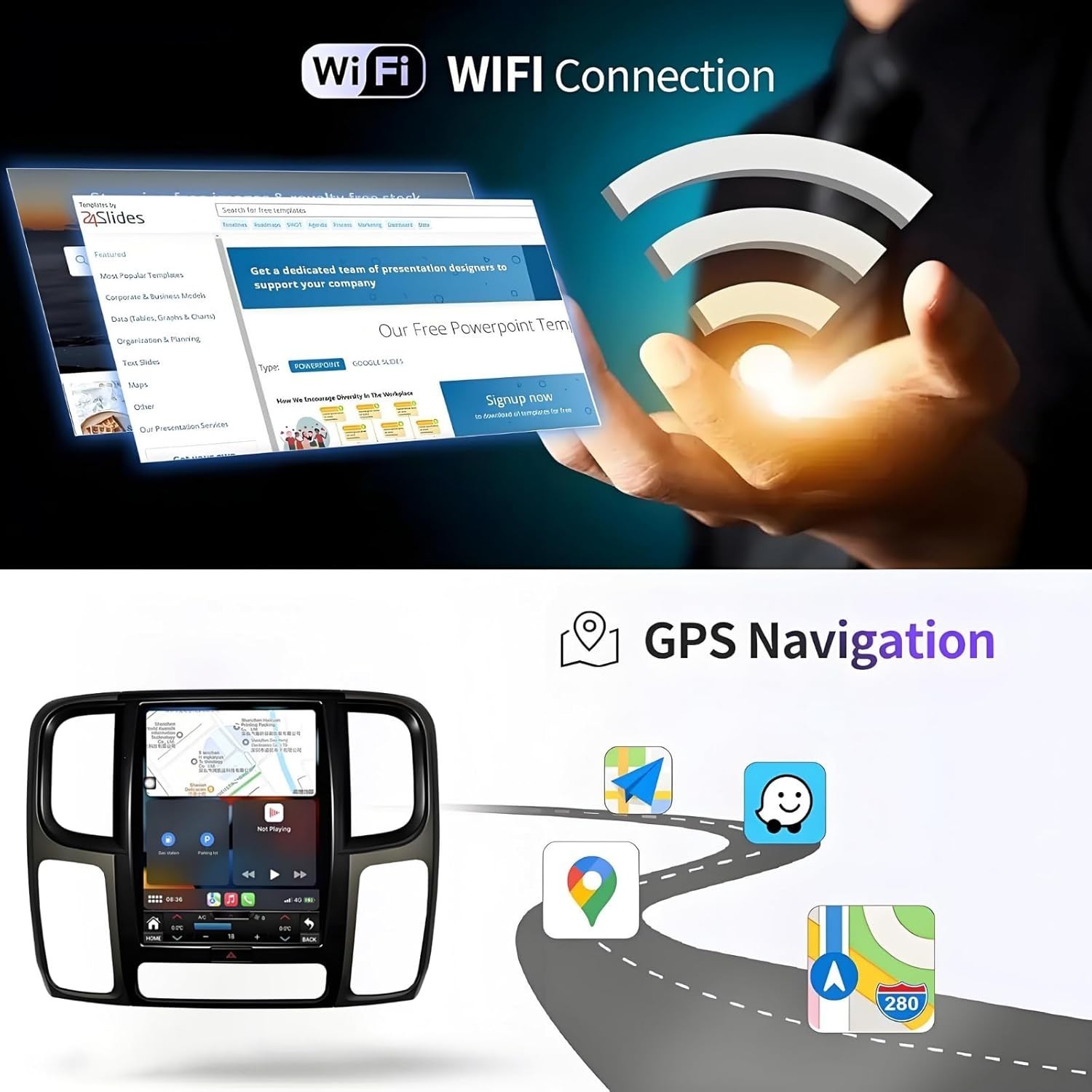 13 inch Android Car Stereo Radio Carplay GPS Head Unit For Dodge Ram 2014-2018